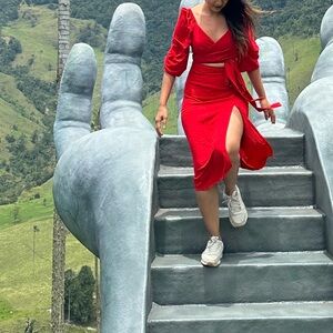 No brand red one piece dress